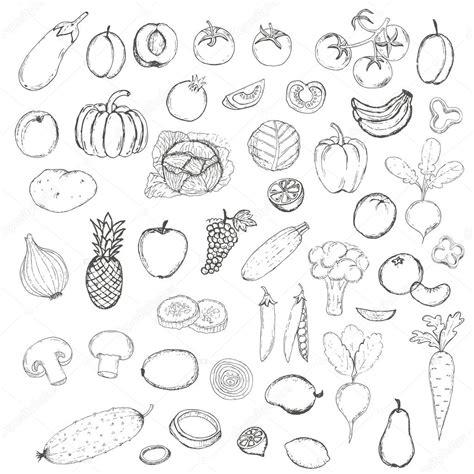 Doodle Fruits And Vegetables Stock Vector Image By ©fafarumba 90410014