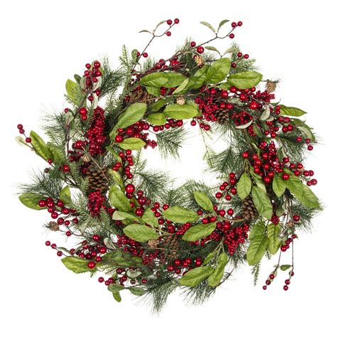 Traditional Red Berry and Pinecone Wreath | Pinecone ...