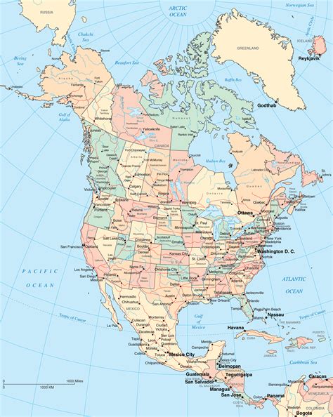 Free Printable Map Of North America With States And Provinces