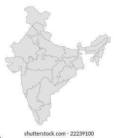Stylized Map India Light Grey Tone Stock Illustration 22239100