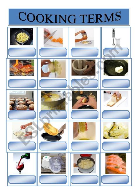 Basic Cooking Terms Worksheet