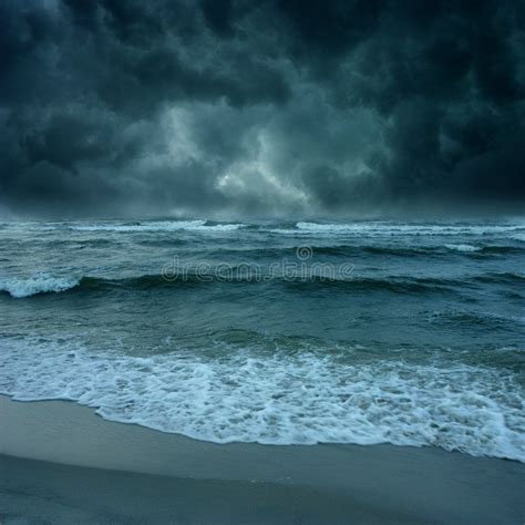 Storm On Tthe Ocean Storm Blue Colour With Wave In The Ocean