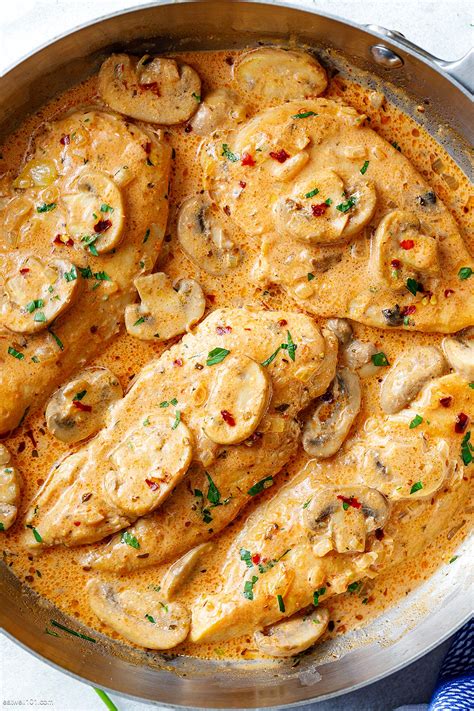 Creamy Garlic Parmesan Chicken Breasts Recipe With Mushrooms Chicken