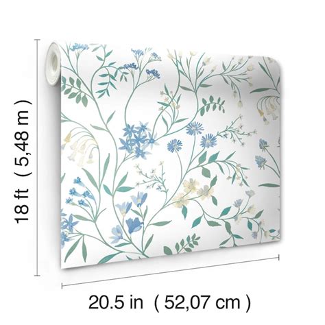 Roommates 3075 Sq Ft Blue Vinyl Floral Self Adhesive Peel And Stick