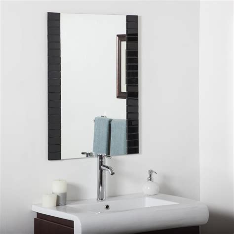 Decor Wonderland 24 In X 32 In Single Rectangle Beveled Black Frameless Decorative Bathroom