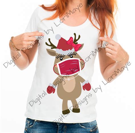 digital download reindeer w face mask template create your etsy