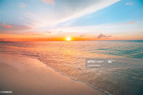 Sunset Sea Landscape Colorful Ocean Beach Sunrise