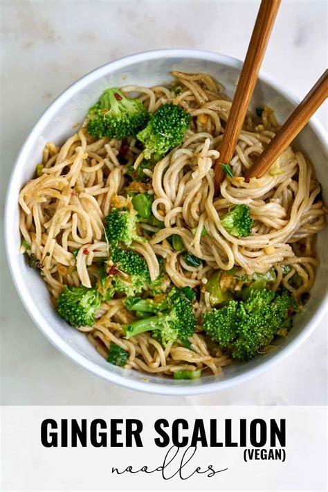 Ginger Scallion Noodle Stir Fry With Broccoli Vegan Proportional Plate