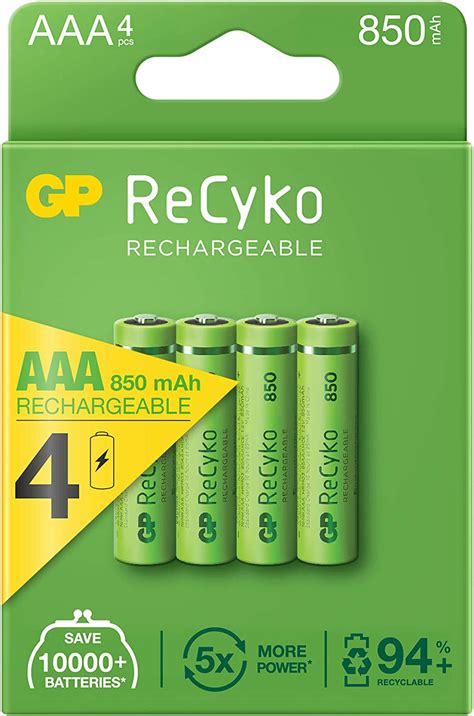 Gp Recyko Rechargeable 4 X 850 Mah Aaa Batteries Pre Charged