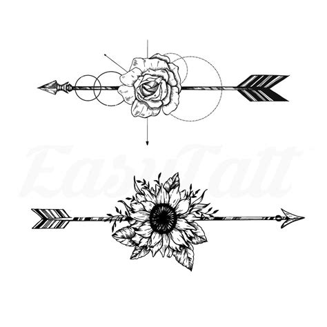 Floral Arrows Temporary Tattoo Easytatt