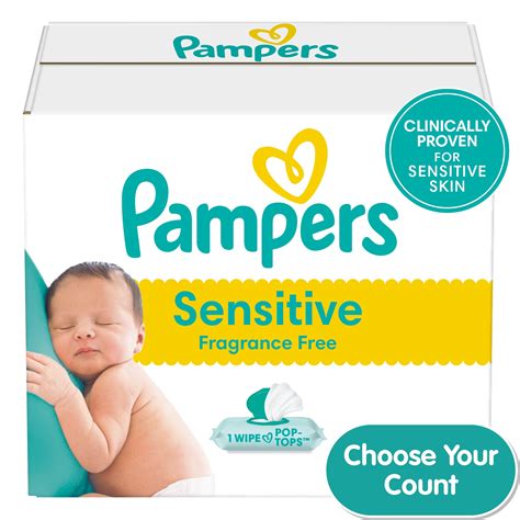 Pampers Sensitive Baby Wipes 1x Flip Top Pack 56 Wipes Select For More