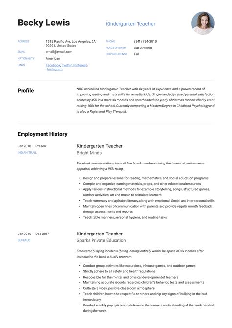 Kindergarten Teacher Resume And Writing Guide 12 Examples 2020