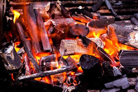 Close Up Charcoal Ash Fire Burning Hot Stock Photo Image Of Blaze