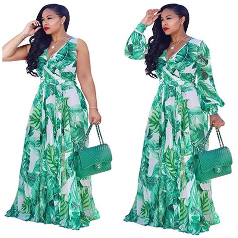 Green Floral Maxi Dress with Waisted Belt - Plus Size in 2020 | Boho chiffon dress, Dresses ...