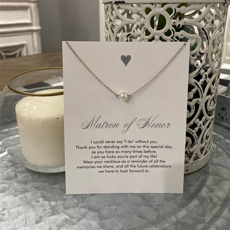 Matron Of Honor Necklace Card Etsy