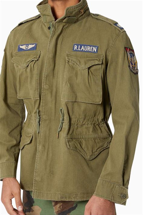 Shop Polo Ralph Lauren Neutral M65 Combat Cotton Twill Jacket For Men
