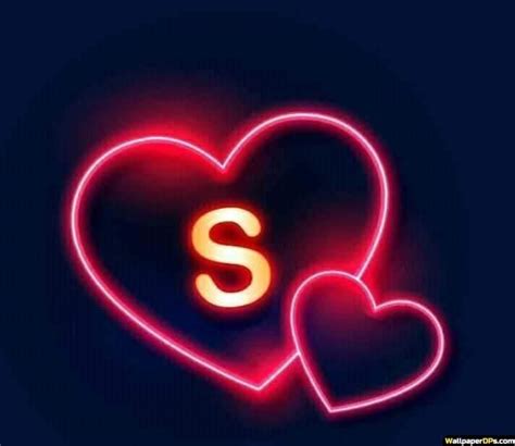 S Name Dp Pics For Whatapp N Facebook With Neon Light Heart Black