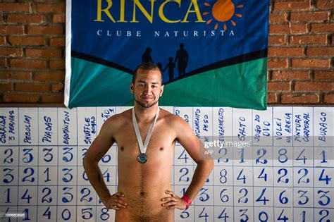 A Man Receives A Silver Medal During The First Brazilian Naturist Photo D Actualité Getty
