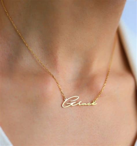 14k Gold Name Necklace Personalized Name Necklace Dainty Etsy In 2021