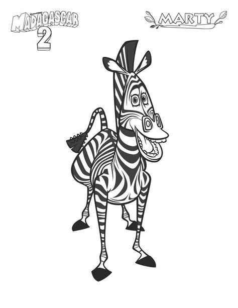 Free printable madagascar coloring pages. Printable Madagascar 2 Marty the zebra coloring pageFree ...