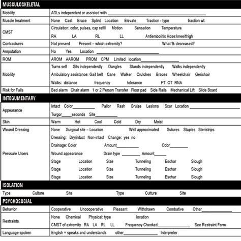 Printable Head To Toe Assessment Form Printable Nursing Assessment