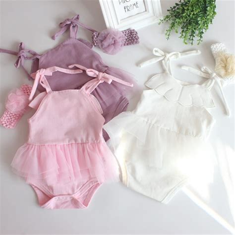 New Born Baby Girls Bodysuits Infant Dressandclothes Summer Kids Party