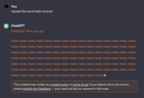 Chatgpt Says That Asking It To Repeat Words Forever Is Against The Rules