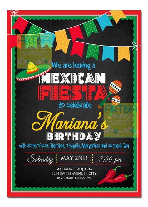 Mexican Fiesta Invitation Cinco De Mayo Invitation Mexican Etsy