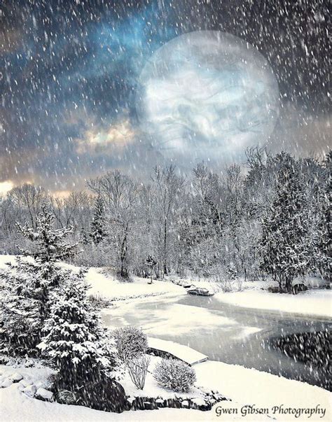 Snowy Winter Moon Christmas Card Enchanting Winter Winter Etsy