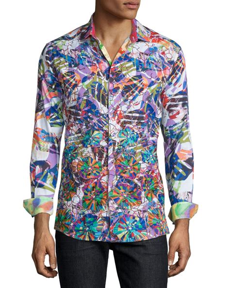 Limited Edition Allover Printed Sport Shirt Multi Mens Size Xx