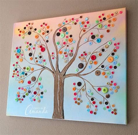 Beautiful Button Canvas Art Tree Scrapbooking Store