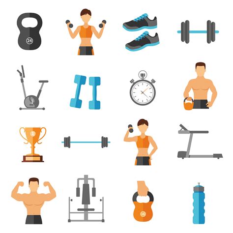 Fitness Flat Style Icons Set 467965 Vector Art At Vecteezy