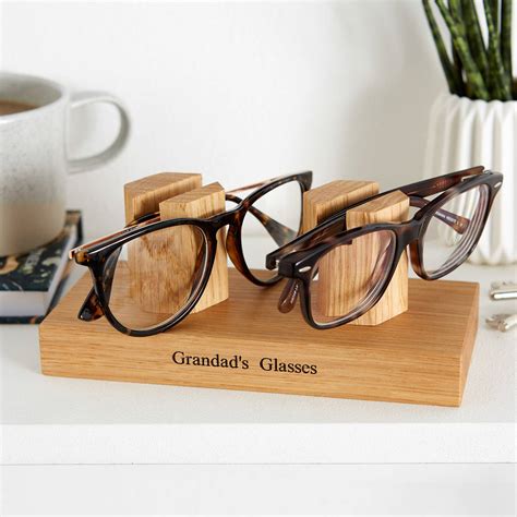 Solid Oak Personalised Glasses Stand By Mij Moj Design