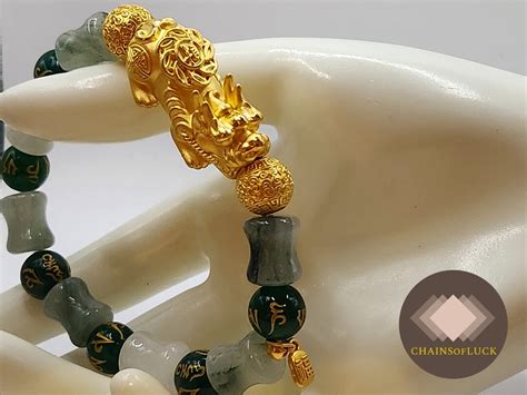 24k Genuine Feng Shui Bracelet Real Gold Bracelet 24k Pixiu Etsy