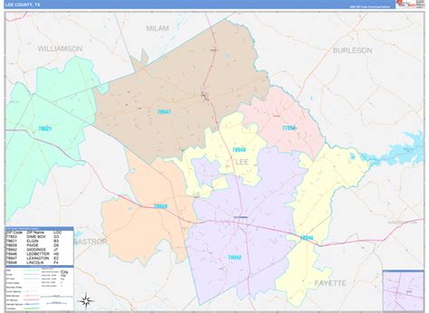 Lee County Tx Wall Map Color Cast Style By Marketmaps Mapsales