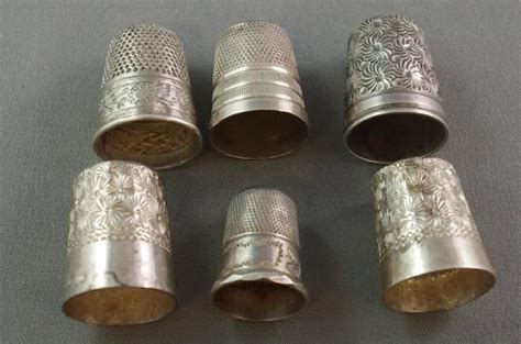 Set Of Six Sterling Silver Thimbles Sewing Thimbles Recreations