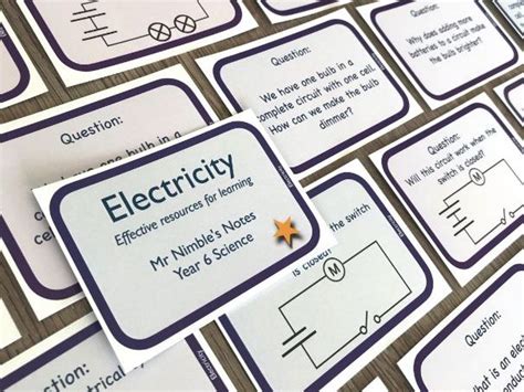 Year 6 Quiz Cards Electricity Teaching Resources
