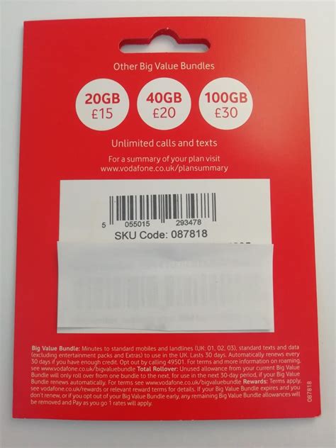 Vodafone Uk Pay As You Go Payg Rollover Sim Card 7gb £10 Nbzero
