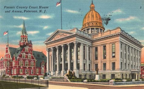 Vintage Postcard 1956 Passaic County Court House & Annex Paterson New