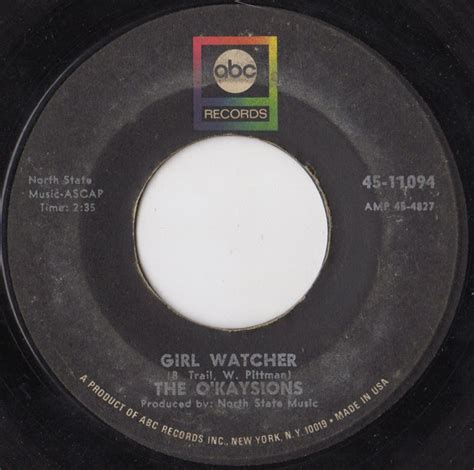 The Okaysions Girl Watcher 1968 Vinyl Discogs