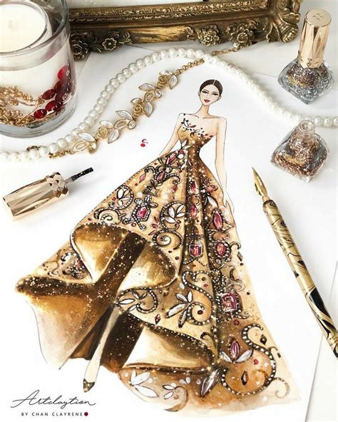 Beautiful Crystal Art Of A Fashion Dress In 2020 Fashion Illustration