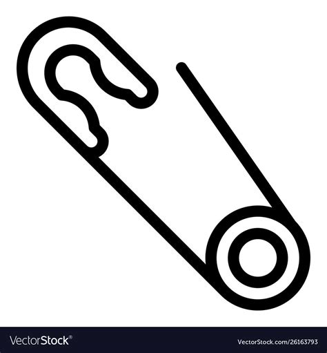 Safety Needle Pin Icon Outline Style Royalty Free Vector