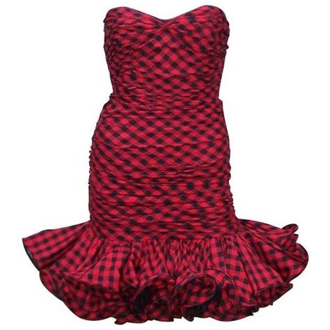 Preowned Fun And Flirty Emanuel Ungaro 1980s Plaid Strapless Dress 225