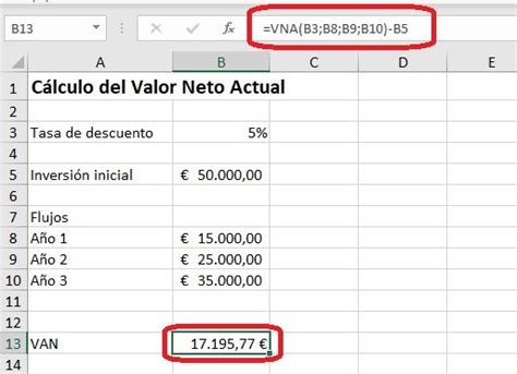 Calcular el VAN de una inversión Tutorial Excel