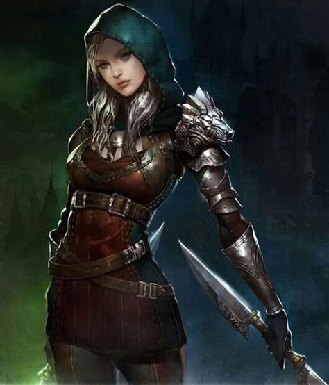 Female Human Sword Leather Armor Fighter Rogue Assassin Swashbuckler