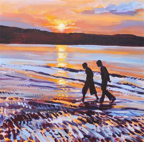 Painting Of Two Friends On The Beach Painting By David Pott Art