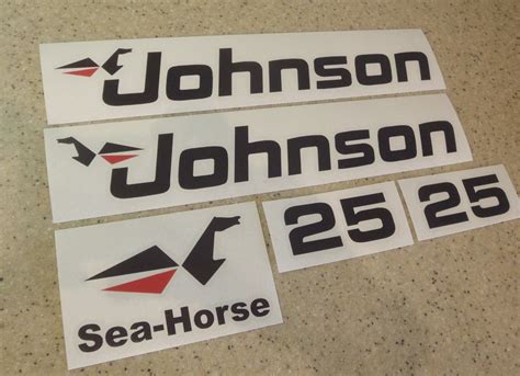 Vintage Johnson 25 Hp Outboard Motor Decal Kit Black And Red Etsy