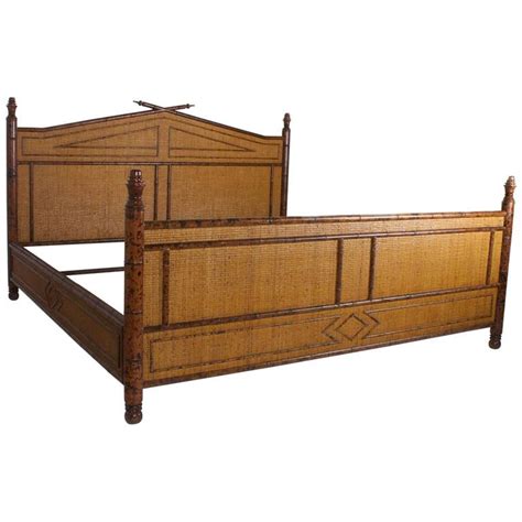 Super king rattan bed frame. Mid-Century Super King-Size Rattan Bed at 1stdibs