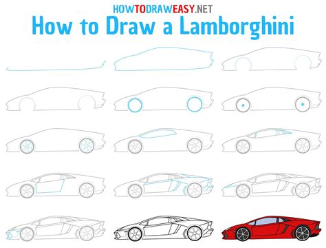 How To Draw A Lamborghini Step By Step Simple Car Drawing Drawings