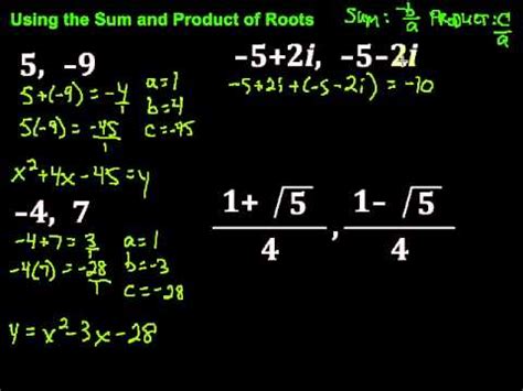 A root (or zero) is where the polynomial is equal to zero : Using the Sum and Product of Roots - YouTube